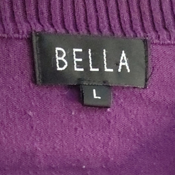 BELLA WOMENS LARE PURPLE SCOOP NECK SWEATER - Picture 6 of 6